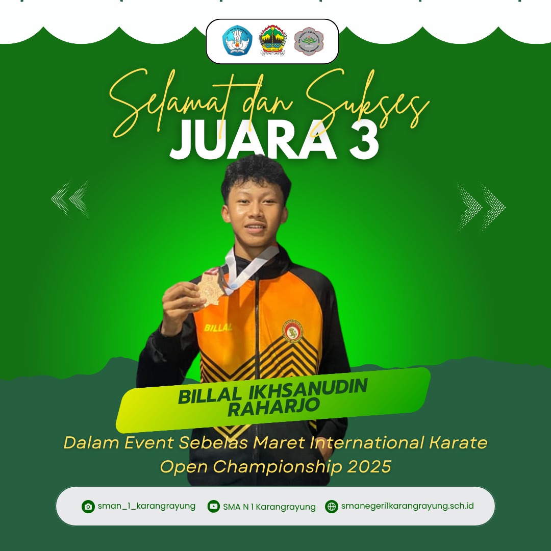 Billal Ikhsanudin Raharjo Kelas X6 meraih juara 3 Lomba Karate dalam Event Sebelas Maret International Karate Open Championship 2025